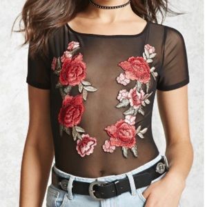 Forever 21 Floral Mesh Bodysuit (small)